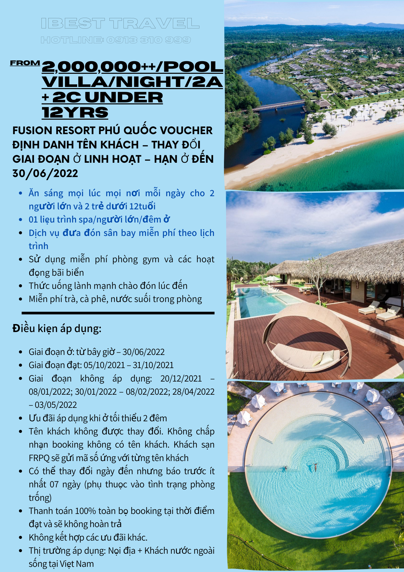 FUSION RESORT PHÚ QUỐC– ƯU ĐÃI VOUCHER NGHỈ DƯỠNG 3N2Đ HẠN ĐẾN 2022